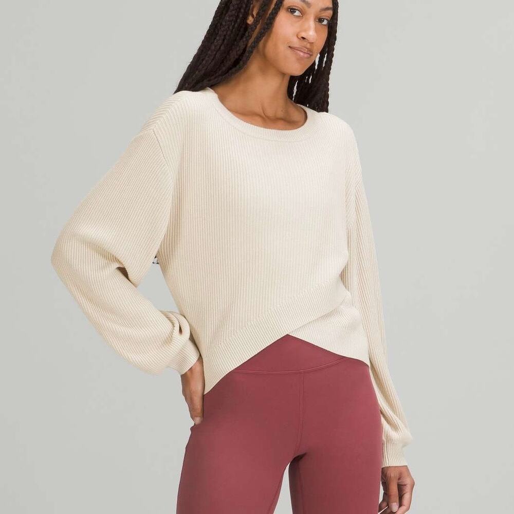 LULULEMON Reversible Crossover Crewneck Sweater White Opal 8